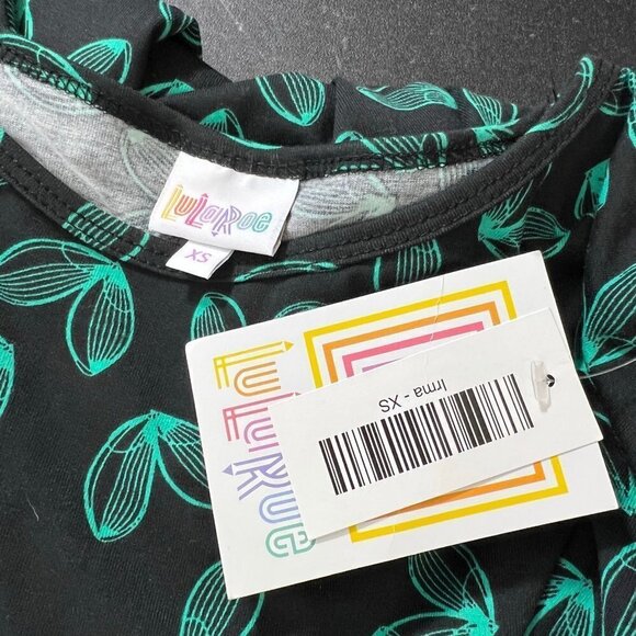 LuLaRoe Womens Size XXS Irma Shirt Black Green Print NWT - Picture 4 of 5